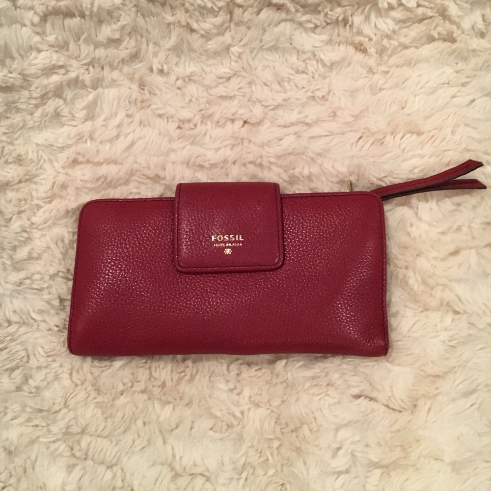 Dark Red Leather Fossil Wallet